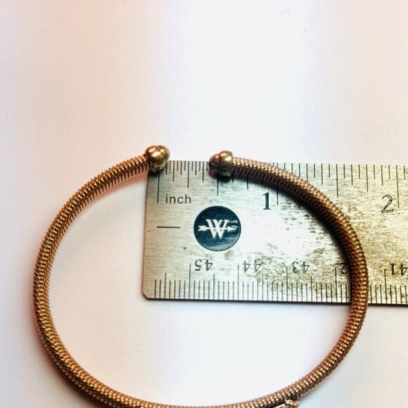 Estate Sterling Silver 925 Mesh Cuff Bracelet with CZ Bar Accent 7" 13.2g - Picture 8 of 11